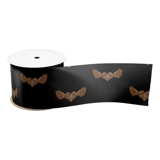 Steampunk Winged Hearts mit Gears Thunder_Cove Satinband (Spule)