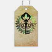 Steampunk Winged Key & Cog Wheel Design Geschenkanhänger (Vorderseite)