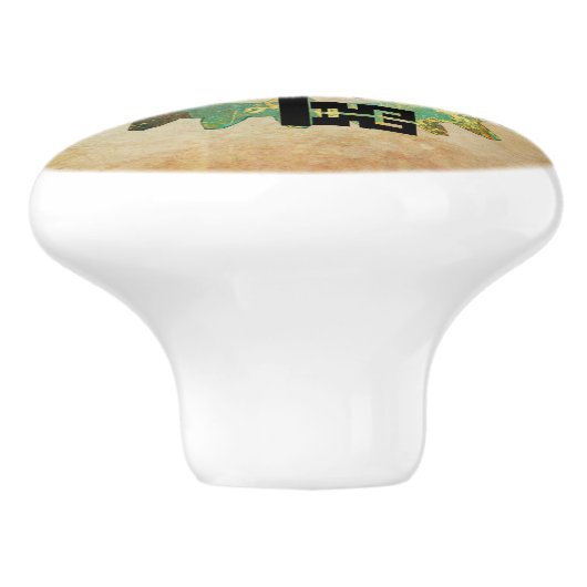 Steampunk Winged Key & Cog Wheel Design Keramikknauf (Seitenansicht)