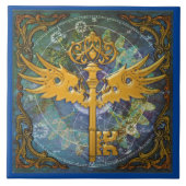 Steampunk Winged Key Fliese (Vorderseite)