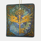 Steampunk Winged Key Keramikornament (Links)
