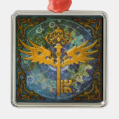 Steampunk Winged Key Ornament Aus Metall (Vorne)
