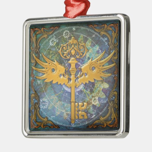 Steampunk Winged Key Ornament Aus Metall (Links)