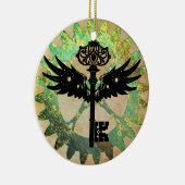 Steampunk Winged Key und Cog Wheel Keramik Ornament (Rechts)
