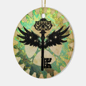 Steampunk Winged Key und Cog Wheel Keramik Ornament (Links)