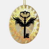 Steampunk Winged Key und Cog Wheel Keramikornament (Rechts)