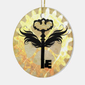 Steampunk Winged Key und Cog Wheel Keramikornament (Links)