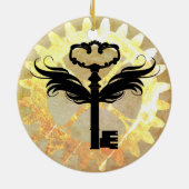 Steampunk Winged Key und Cog Wheel Keramikornament (Hinten)