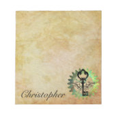 Steampunk Winged Key und Cog Wheel Notepad Notizblock (Vorderseite)