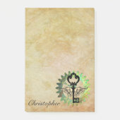 Steampunk Winged Key und Cog Wheel Post-It Notes Klebezettel (Vorderseite)