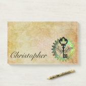 Steampunk Winged Key und Cog Wheel Post-It Notes Klebezettel (Auf Schreibtisch)