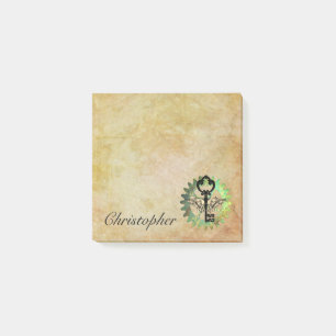 Steampunk Winged Key und Cog Wheel Post-It Notes Klebezettel