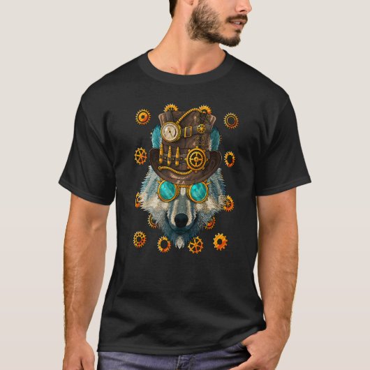 Steampunk Wolf Mittelalterlicher Viktorianischer D T-Shirt (Vorderseite)