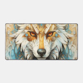 Steampunk Wolf Red und weiß Schreibtischunterlage (Vorderseite)