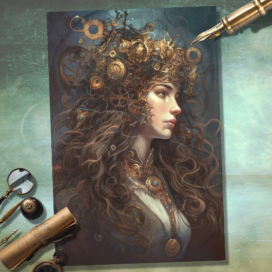 Steampunk Woman 3 Dekoupage Paper Seidenpapier