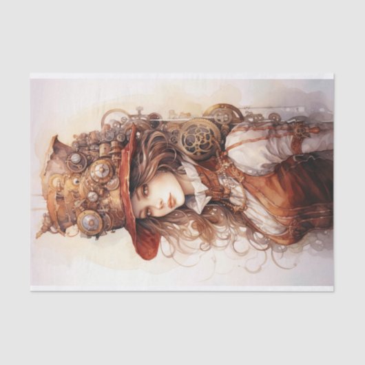 Steampunk Woman 5 Dekoupage Paper Seidenpapier (Vorderseite)