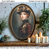 Steampunk Woman + Blume Portrait CJ3 Decoupage Seidenpapier