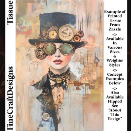 Steampunk Woman Collage Portrait DJ9L Decoupage Seidenpapier