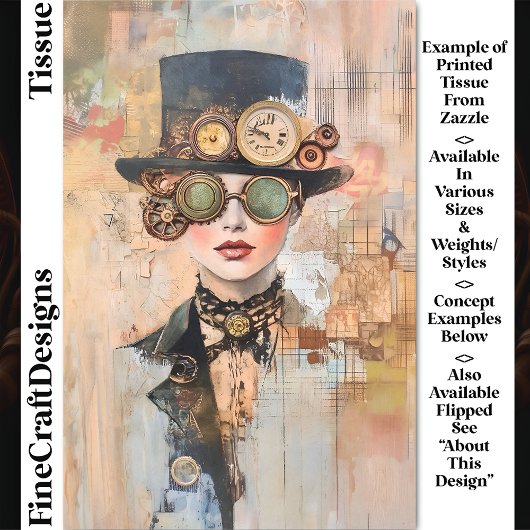 Steampunk Woman Collage Portrait DJ9L Decoupage Seidenpapier