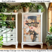 Steampunk Woman Collage Portrait DJ9R Decoupage Seidenpapier
