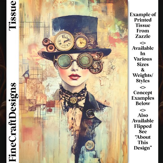 Steampunk Woman Collage Portrait DJ9RF Decoupage Seidenpapier