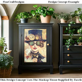 Steampunk Woman Collage Portrait DJ9RF Decoupage Seidenpapier