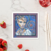 Steampunk Woman Fantasy Viktorianisch Portrait Serviette (Beispiel)