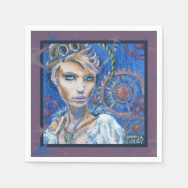 Steampunk Woman Fantasy Viktorianisch Portrait Serviette