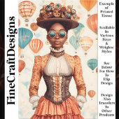 Steampunk Woman Melanated Skin U1 Decoupage Seidenpapier