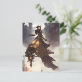 Steampunk Woman Postcard Postkarte (Stehend Vorderseite)