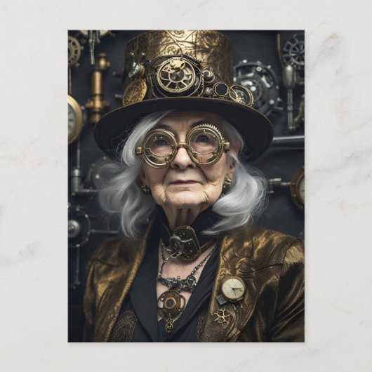 Steampunk Woman Postcard Postkarte (Vorderseite)