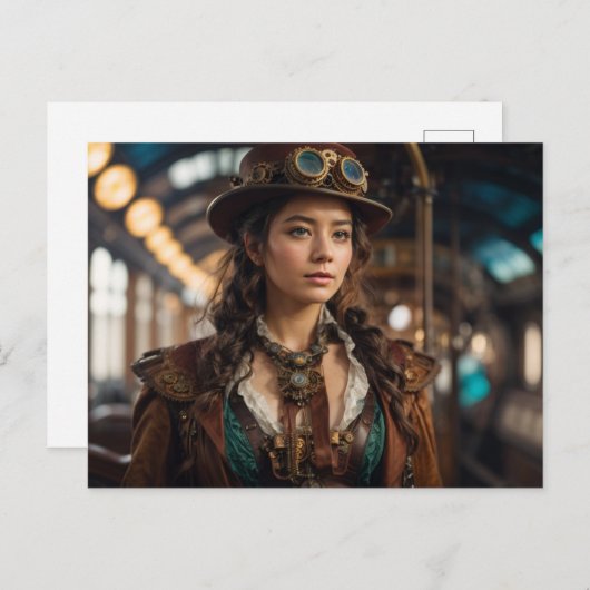 Steampunk Woman Postkarte (Vorne/Hinten)