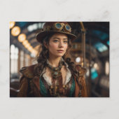 Steampunk Woman Postkarte (Vorderseite)