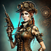 Steampunk woman Ready or not Seidenpapier