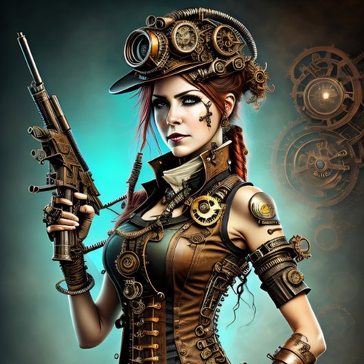 Steampunk woman Ready or not Seidenpapier