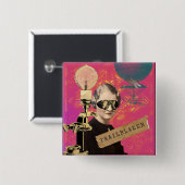 Steampunk Woman Trailblazer Pop Art Button (Vorne & Hinten)