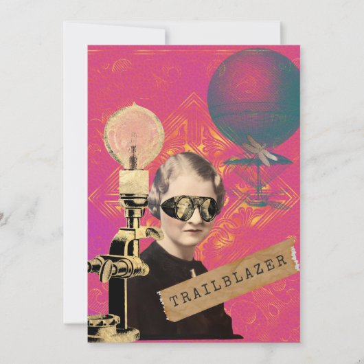 Steampunk Woman Trailblazer Pop Art Flat Card (Vorderseite)
