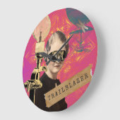 Steampunk Woman Trailblazer Pop Art Große Wanduhr (Winkel)