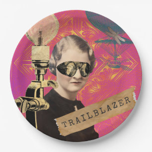 Steampunk Woman Trailblazer Pop Art Pappteller