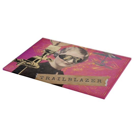 Steampunk Woman Trailblazer Pop Art Schneidebrett (Ecke)
