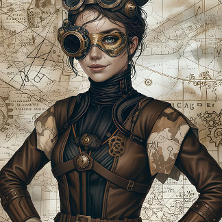 Steampunk women decoupage paper geschenkpapier set