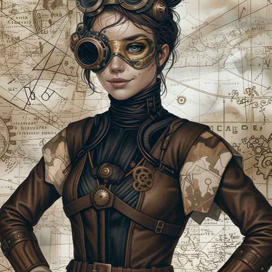 Steampunk women decoupage paper geschenkpapier set