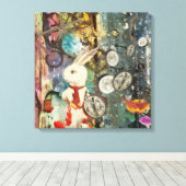Steampunk Wonderland White Rabbit Leinwanddruck (Insitu (Holzboden))