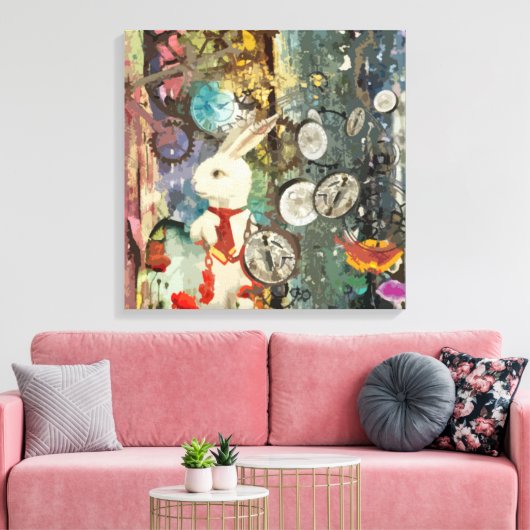 Steampunk Wonderland White Rabbit Leinwanddruck (Insitu (Wohnzimmer))