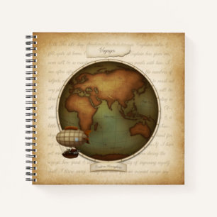 Steampunk World Hemisphären Map Aeronautical Atla Notizblock