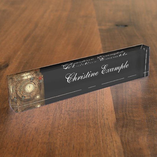 Steampunk, wunderbare Uhr Namensplakette (Seite)