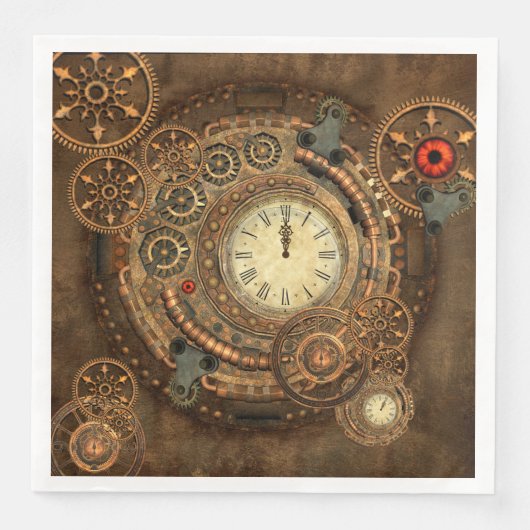 Steampunk, wunderbare Uhr Serviette (Vorderseite)