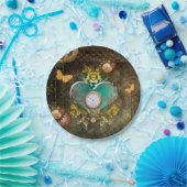 Steampunk, wunderbares Herz mit Uhren Pappteller (Party)