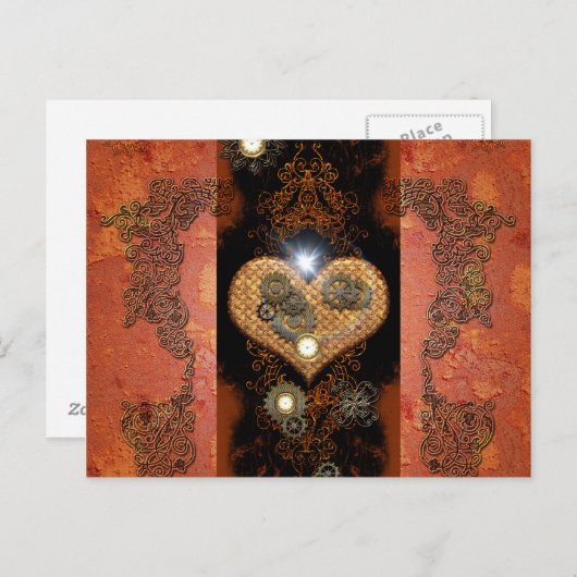 Steampunk, wunderbares Herz Postkarte (Vorne/Hinten)