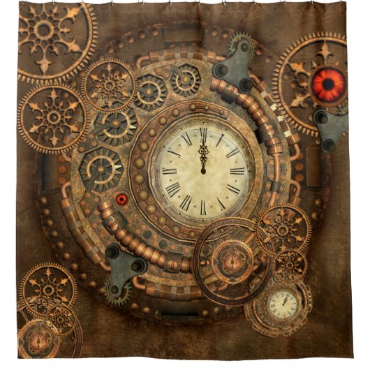 Steampunk, wunderbares Uhrwerk Duschvorhang (Vorderseite)